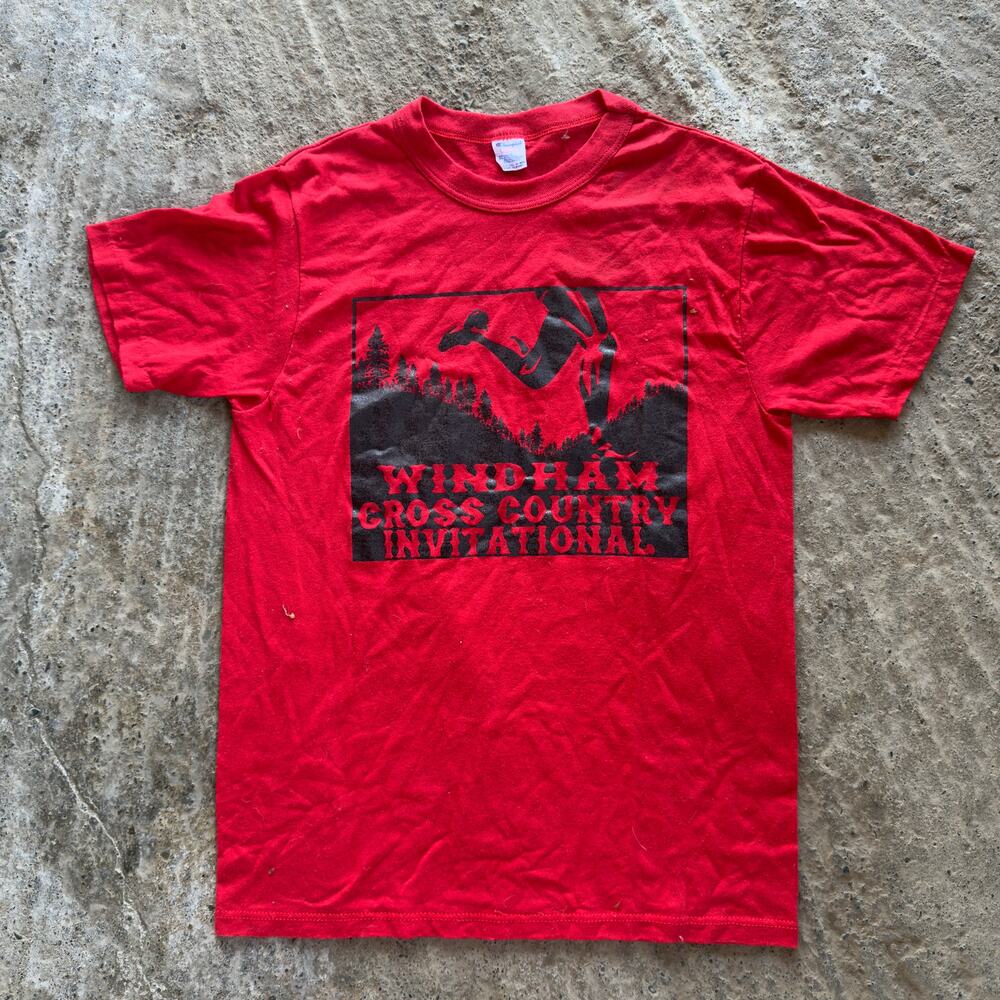 Windham Cross Country Invitational Vintage Champion Shirt Men's Large Red 80s